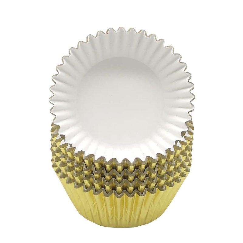 Mombake Standard Gold Foil Cupcake Liners Muffin Baking Cups for Party and More, 100-Count - Image 2